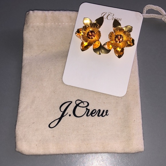 J. Crew Burnished Gold Floral Earrings - Picture 5 of 9